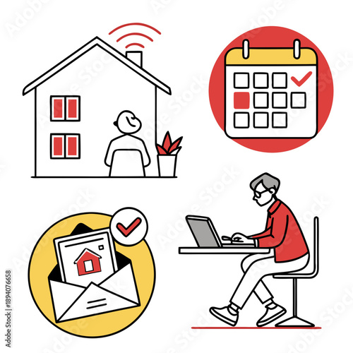 Work From Home Icon Set Vector Illustration