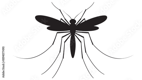 Black Mosquito Vector Silhouette for Insect Pest Control Malaria Awareness and Tropical Disease Prevention Concept