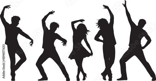 Joyful group of dancers in motion Vector