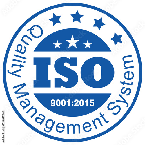ISO 9001:2015 certified symbol vector illustration, ISO 9001 logo certification, Certified Company Certificate ISO Blue vector, Quality Certificate, iso mark certification, Certified Company, Quality