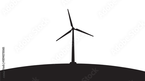 Large Wind Turbine Silhouette for Renewable Green Energy Generation and Sustainable Environmental Ecology Concept