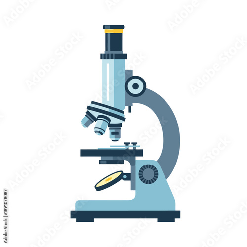 Modern Laboratory Microscope Illustration on White Background
