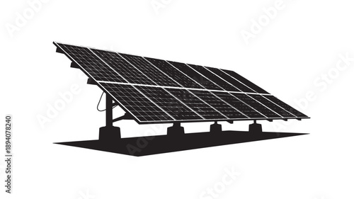 Large Photovoltaic Solar Panel Array Silhouette for Renewable Energy Sustainability and Clean Electric Power Technology