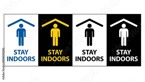 Stay Indoors Weather Warning Sign - Meteorological Safety Vector