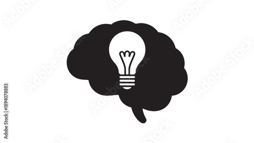 Human Brain with Light Bulb Silhouette for Creative Thinking Innovation Idea Generation and Intellectual Property Concept