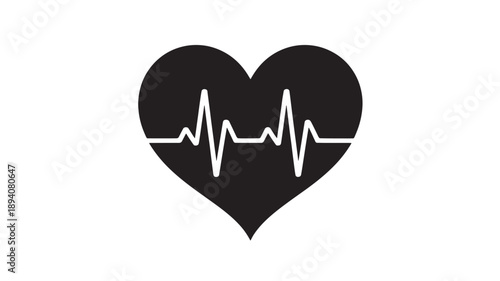 Heart silhouette with electrocardiogram line