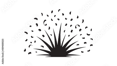 Agave plant silhouette with dispersing droplets