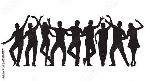 Dancing silhouettes of ten expressive figures