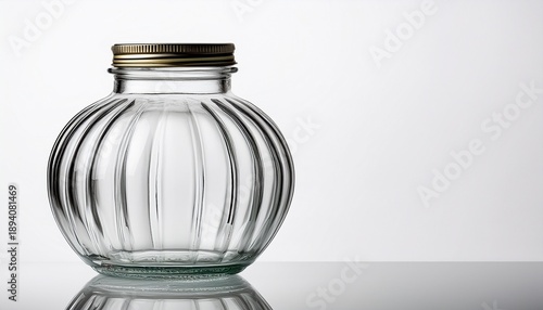 Transparent Glass Jar Style Bottle With A Classic Shape White Background