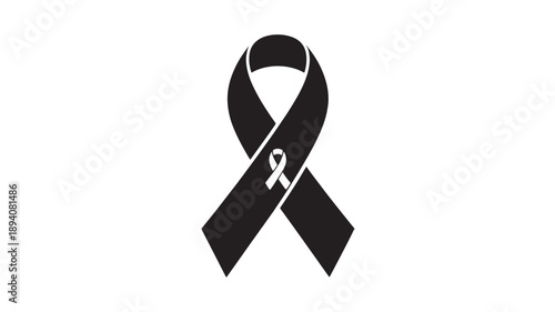  Black awareness ribbon with inner white ribbon