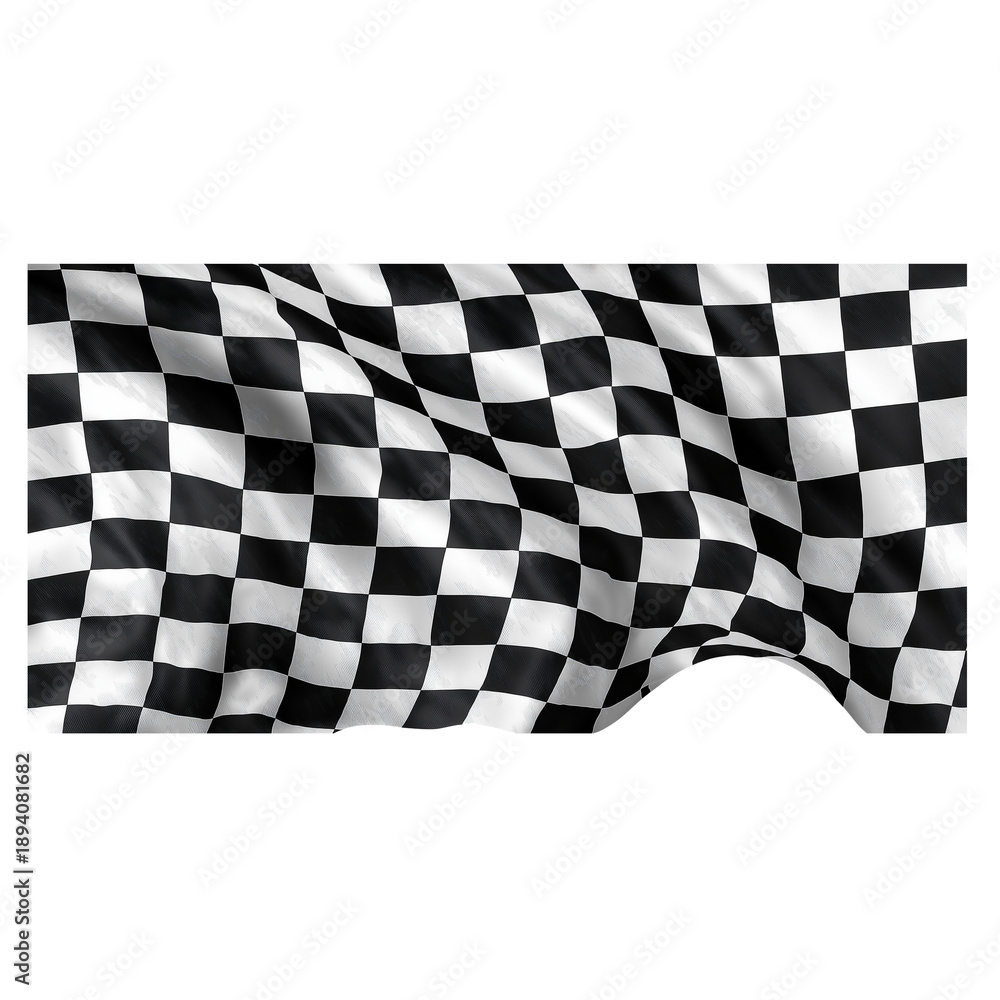 Obraz premium Wide Chequered Racing Flag Waving Across isolated on a transparent background