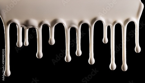 White Liquid Dripping Down A Black Background Fluid