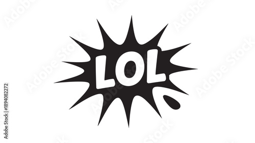 Comic-style "LOL" graphic with jagged starburst