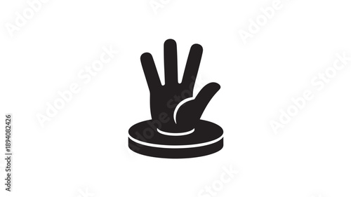Stylized hand silhouette icon with circular base