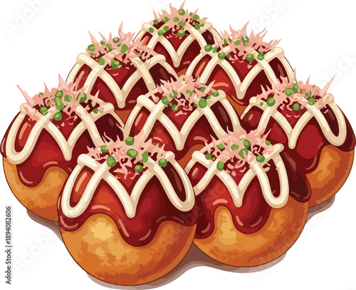 Takoyaki Delight: Japanese Octopus Ball Illustration