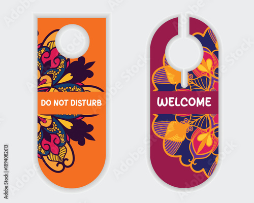Ornamental Door Tag for Hospitality Coloring Mandala Design