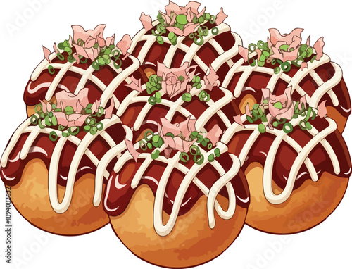 Takoyaki Delight: Japanese Octopus Ball Illustration