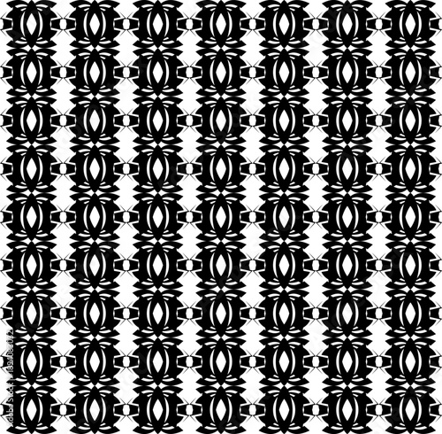 Seamless Black Geometric Pattern with Vertical Symmetrical Ornate Motifs Abstract Decorative Background for Textile and Graphic Design Swatch