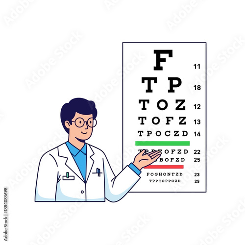 Optometrist Showing Eye Chart for Vision Test, Medical Examination