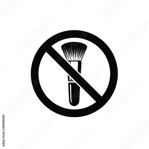 Black vector icon of a prohibited makeup brush