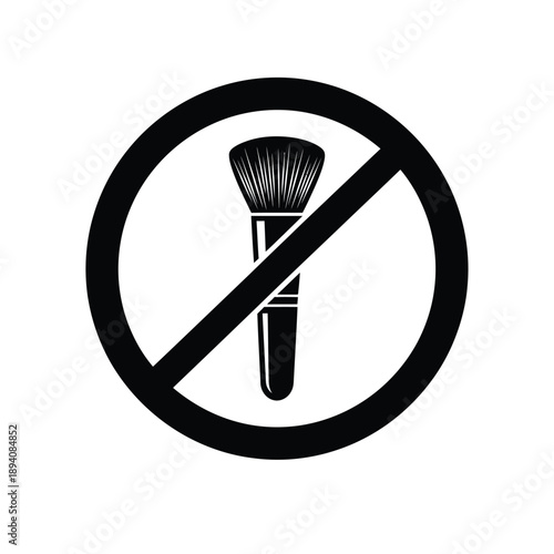 Black icon of a prohibited makeup brush