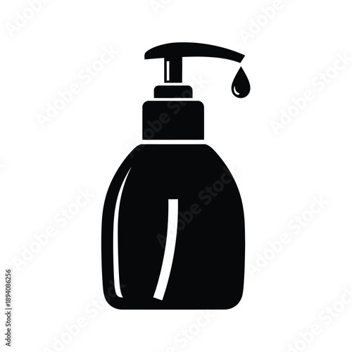 Black silhouette of a hand soap dispenser bottle with a pump
