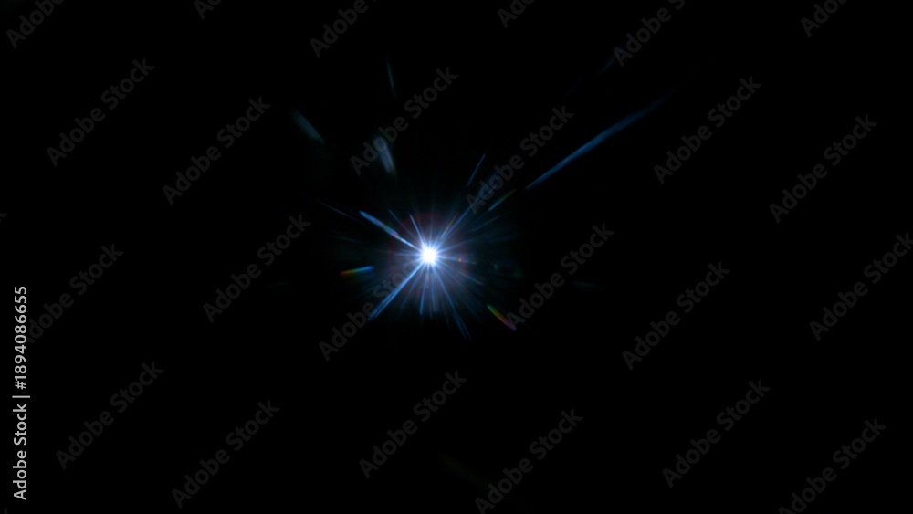 Fototapeta premium Real Lens Flare Reflections for Overlay or Transition Isolated on Black