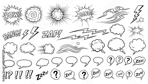 Comic Book Style Sound Effects And Speech Bubbles onomatopoeia