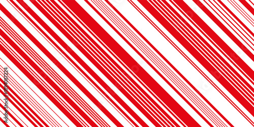 Red  and white sloping strips of different thicknesses. Vector illustration