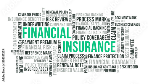 Financial insurance word cloud, financial insurance word cloud on white background