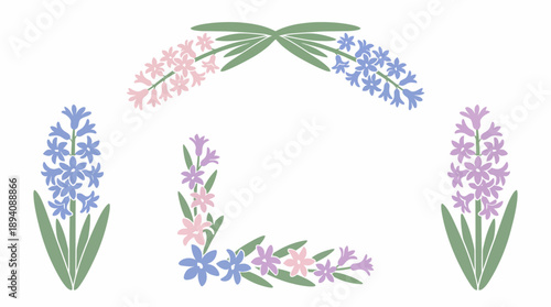 Floral letter D with colorful flowers. Spring Vector Packs. EPS Editable