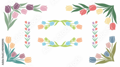 Floral spring letter E border design. Spring Vector Packs. EPS Editable