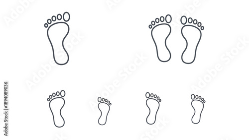 Footprints Bare Feet Human Silhouette. Spring Vector Packs. EPS Editable