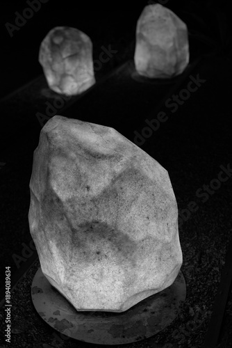 Abstract Stone Shapes on Black Background