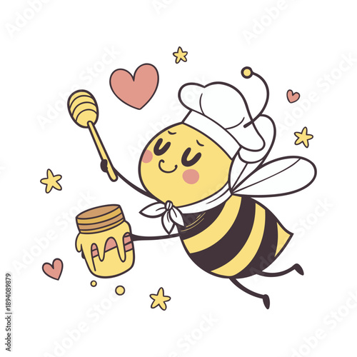 Cute smiling bee cartoon for kids  vector illustration, easily editable.