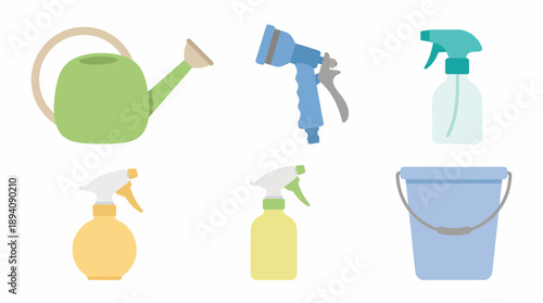 Gardening tools and cleaning supplies 1. Spring Vector Packs. EPS Editable