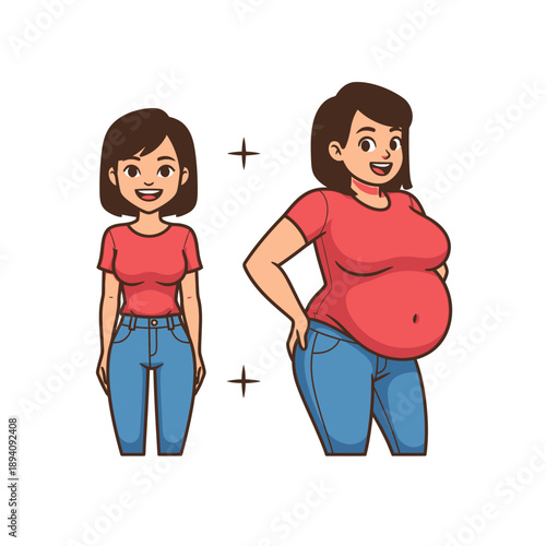 a women breast slim and fatty design vector with white background