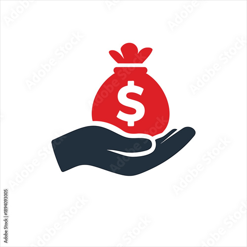 Wallpaper Mural Vector of hand hold money bag. Symbol of budget planning and investment.new symbol Torontodigital.ca