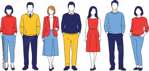 Flat Vector Illustration of Diverse People Standing Walking and Running in Casual Outfits and Sportswear for Community Lifestyle and Fitness