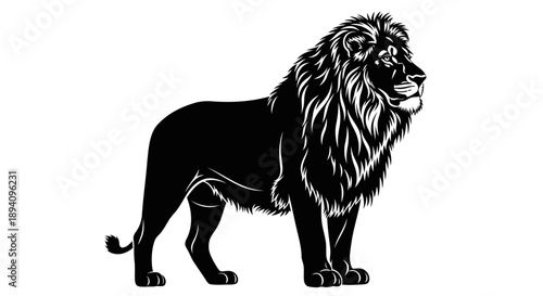 Majestic lion silhouette powerful regal animal illustration for branding and design isolated on white background