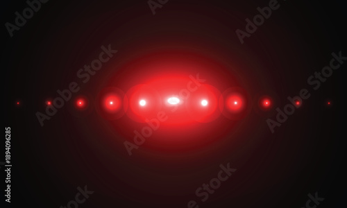 Bright red light emitting multiple glowing orbs against dark background