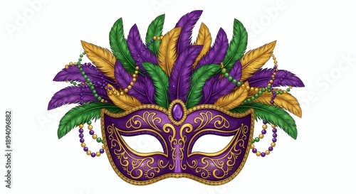 Colorful Mardi Gras Carnival Mask Isolated on White