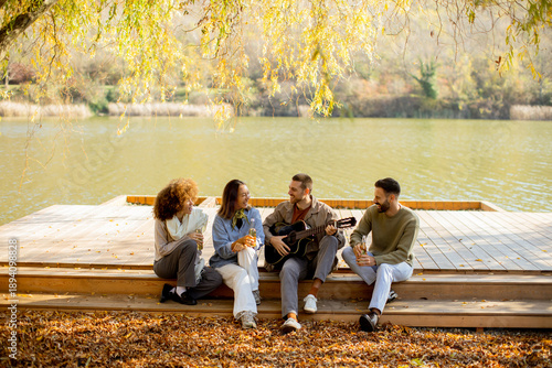 Friends gather by the lake ...