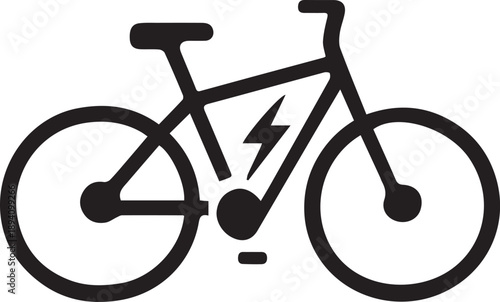 Simple black bicycle icon isolated on a white background representing cycling and transportation design