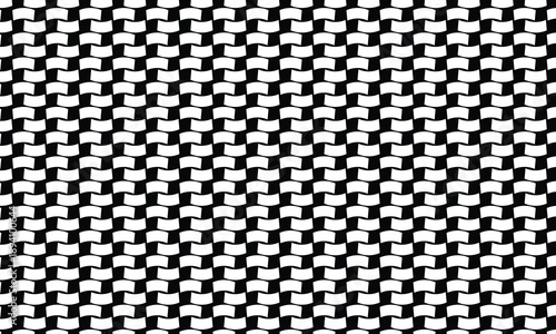 Seamless Black and White Geometric Wavy Checkered Pattern Vector for Modern Textile Design and Abstract Background Wallpaper