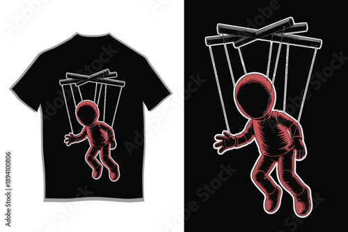 Vintage Woodcut Puppet Marionette Streetwear T-Shirt Design