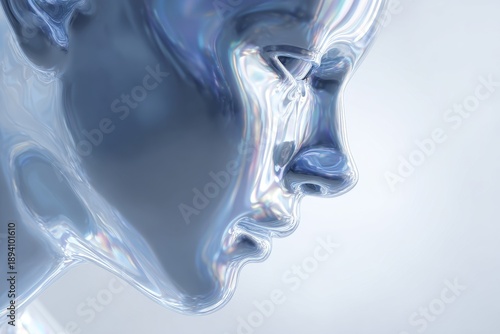 Minimalistic metallic human head sculpture in abstract profile symbolizes modern art, creativity, and futuristic concepts for branding or editorial use