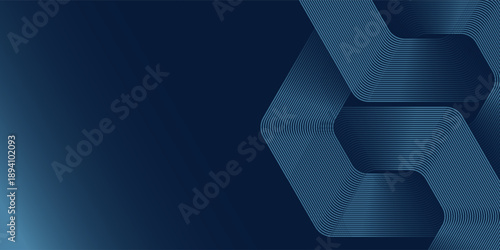 Abstract dark blue technology background with geometric hexagon line pattern, modern digital wave design, futuristic corporate backdrop for business presentation, fintech, AI, data network, innovation