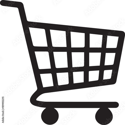 Shopping Cart Icon, Minimalist Vector Illustration for E-commerce Website, Online Store Basket, and Retail Purchase Concept
