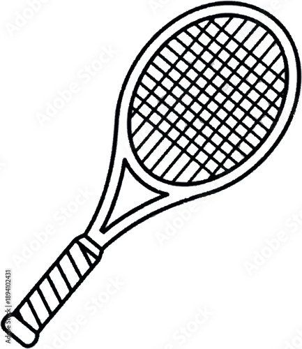 Simple Line Drawing of a Tennis Racquet, Perfect for Sports and Recreation Graphics